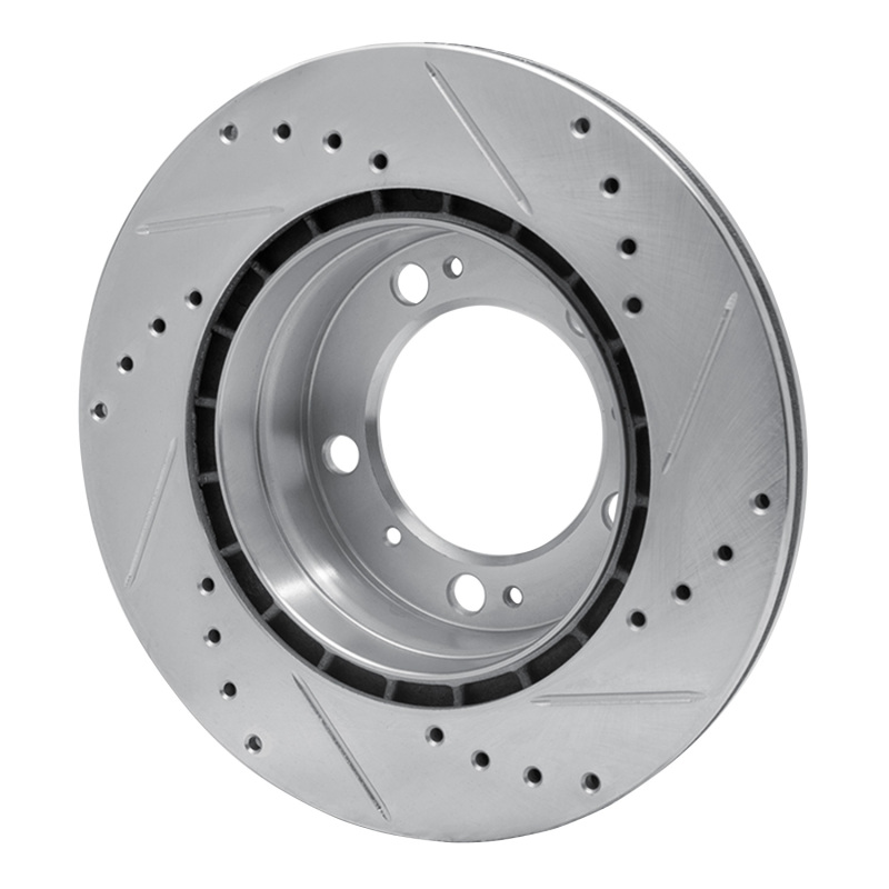 Porsche Boxster Brake Rotor (1) - Rear Left - R1 Concepts - Drilled & Slotted - Silver - `97-`04